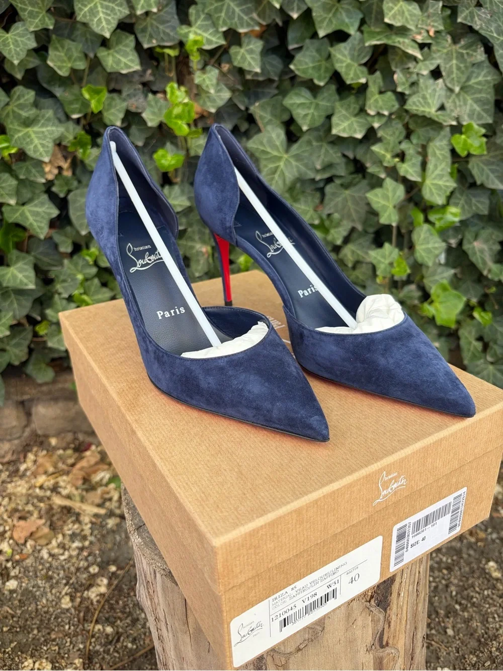 Christian Louboutin Blue Suede D'Orsay Iriza Pointed-Toe Pump Size EU 40 - Picture 5 of 13